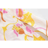 New Spring Summer Women Retro Printing Simple Style Long Sleeve Shirt And High Waist Casual Shorts