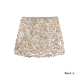 Fongt Women's Summer New Fashion A-Word High-Rise Half-Dress Short Skirt Squins Skirt 3920251