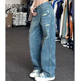 Vintage Washed Ripped Boyfriend Jeans-Outfit