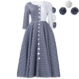 Fongt Women's New Fashion Elegant Round Neck Seven-Sleeve Print Spliced African Dress