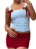 Bow Tie Cropped Tank Top-Outfit