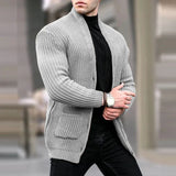 Fongt Casual Men's Cardigan Long Sleeve Loose Solid Color Pocket Button Slim Men's Autumn And Winter New