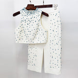 Fongt Star Fashion New Heavy Industry Nail Bead Vest Top Open Skirt Set Two Sets