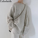 2021 New Autumn Winter Women Sweater-pullovers Warm Minimalist Knitting Elegant Ladies Loose Oversize Tops