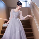 Fongt Dress Banquet Light Luxury Niche Host Dignified Atmospheric Dinner Long Long Sleeve Dress Student Art Exam Dress