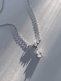 Silver Rhinestone Drop Decor Necklace-Outfit