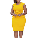 Fongt Large-Size Women's 2025 Summer New Temperament Tongle Bag Hip Pencil Dress Dress