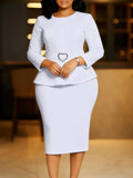 Fongt Women's 2025 New Fashion Round-Neck Temperament Tongle OL Pencil Skirt African Dress
