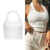 Fongt Girl Sexy U-Neck Knit Neck Type Halter Vest Female Short Slim Back Joker