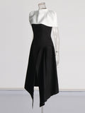 French Temperament Sling Long Dress 2025 Summer New Bumpy Color Splicing Long High-Sense Dress Dress