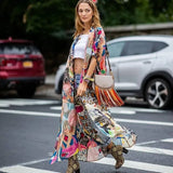 Fongt Coat Women's Smock Chiffon Print Holiday Sunscreen Beach Coat Long