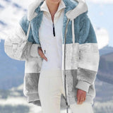 Fongt 2025 Autumn And Winter Warm Plush Bulbla Chain Pocket Hooded Loose Coat Woman
