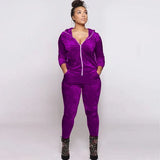 Winter Velvet Tracksuit Women Two Piece Set Zipper Hoodies Jacket To+ Pencil Pants Matching Sets Sportwear Jogging Femme-Outfit
