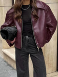 Fongt Wind Leather Jacket 2025 Autumn And Winter New Loose Coat Fashion Leather Leather New Women's Coat