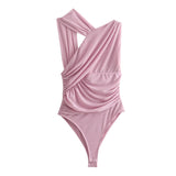 New Silk Mesh Slim Sexy Asymmetrical Jumpsuit 5039337-Outfit