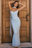 Corset And Bodycon Maxi Skirt With Neckerchief Set-Outfit