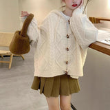 Fongt Autumn New Spring And Autumn Lazy Soft Knitted Cardigan Soft Knitted Cardigan Soft Tie Blue Hooded Sweater Coat Women Autumn And Winter