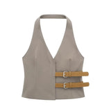 Spring Style Waistcoat With Belt Collar And Vest 1255882-Outfit