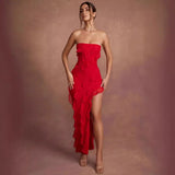 Fongt Women's 2023 Summer Women's New Fashion Chest Sexy Back Slit Tassel Temperament