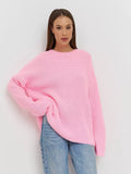 Fongt / Winter 2024 Round Collar Loose Long Sleeve Basic Casual Sweater