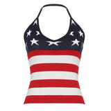 Fongt Street Star Stripe Spell V-Neck Hanging Neck Coat Thaired Tat