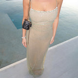 Fongt Hanging Beads Fine Flash Dress Dress Woman 2025 New Hot Girl Sexy