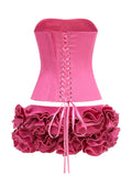 Corset Top And 3d Flower Micro Skirt Set-Outfit