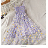 Fongt Yarn Girl Small French 2025 Folding Dress Slings Super Fairy Waist Thin Dress New Retro Daisies Summer