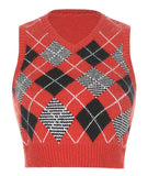 plaid stacking and outer sweater-Outfit