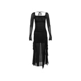 Winter Party Queen Purple Mature Sexy Beautiful Confident Elegant Graceful Women'S Translucent Thin Straight Dress-Outfit