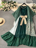 Dresses, Female Designers, Printed Shawl Jackets, Sleeveless Heart Dresses, Temperamental Dresses.-Outfit