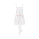 Summer Backless White Party Dresses Waist Big Bow A Line Dress Backless Casual Dresses Women Birthday Dress 2023-Outfit