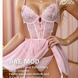 Fongt Hollow Transparent Tempting Pajamas Net Yarn Fluoroscaring Pony Sling Aja Skirt Home Suit