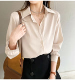 4XL OL Style Chiffon Blouse Women Plus Size Long Sleeve Elegant Tops Shirt Solid Long Sleeve Korean Loose Blouses