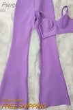 Bandage Set 2 Pieces Strap Sleeveless Bustiers And Long Bell-Bottoms Trousers Sexy Celebrity Party Sheath