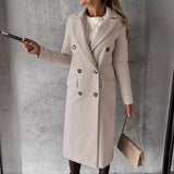 Fongt Women's Spring 2025 New Coat With Hair, Coat Solid Long-Sleeved Double-Buttoned