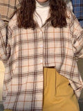 Checkered Print Button Blouse-Outfit
