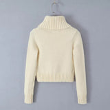 Knitted High Neck Long Sleeve Top And Mini Skirt Set-Outfit