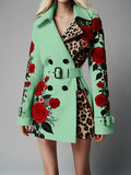 Fongt New Fashion Temperament Print Collar Coat Women's Clothing
