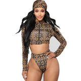 Fongt New Tie-Dye Multi-Color Print Long Sleeve Split Bikini