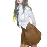 Fongt 2023 New Women's Solid Color Slim Crop Fashion Irregular Lapel Shirt-Outfit