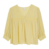 Women Vintage Lace Blouse V-Neck Solid Long Sleeve Beach Shirts for Women Summer Casual Loose Boho