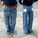 Stars Printed Pockets Denim Jeans-Outfit
