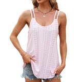 / Summer 2024 New Solid Color Round Collared Sleeveless Sling Vest Top-Outfit