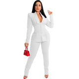 Women Pants Suit Houndstooth Print Hidden Breasted Blazers Tops Pencil Pants Two 2 Piece Sets Office Lady Fashion