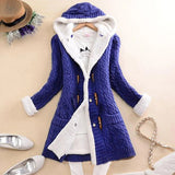 Women Casual Knit Ox Horn Button Coat Long Sleeve Sweater Cashmere Thick Warm Hooded Cardigan Coat Solid Comfy Knitwear Coat-Outfit