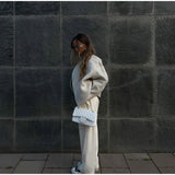 Large Collar Wool Crop Coat-Outfit