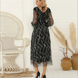 Sexy V-Collar Tassel Sequins Dress Dress And A Substitute Hair-Outfit
