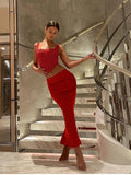 Satin Long Midi Skirt-Outfit
