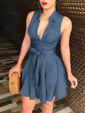 Casual sleeveless button mini